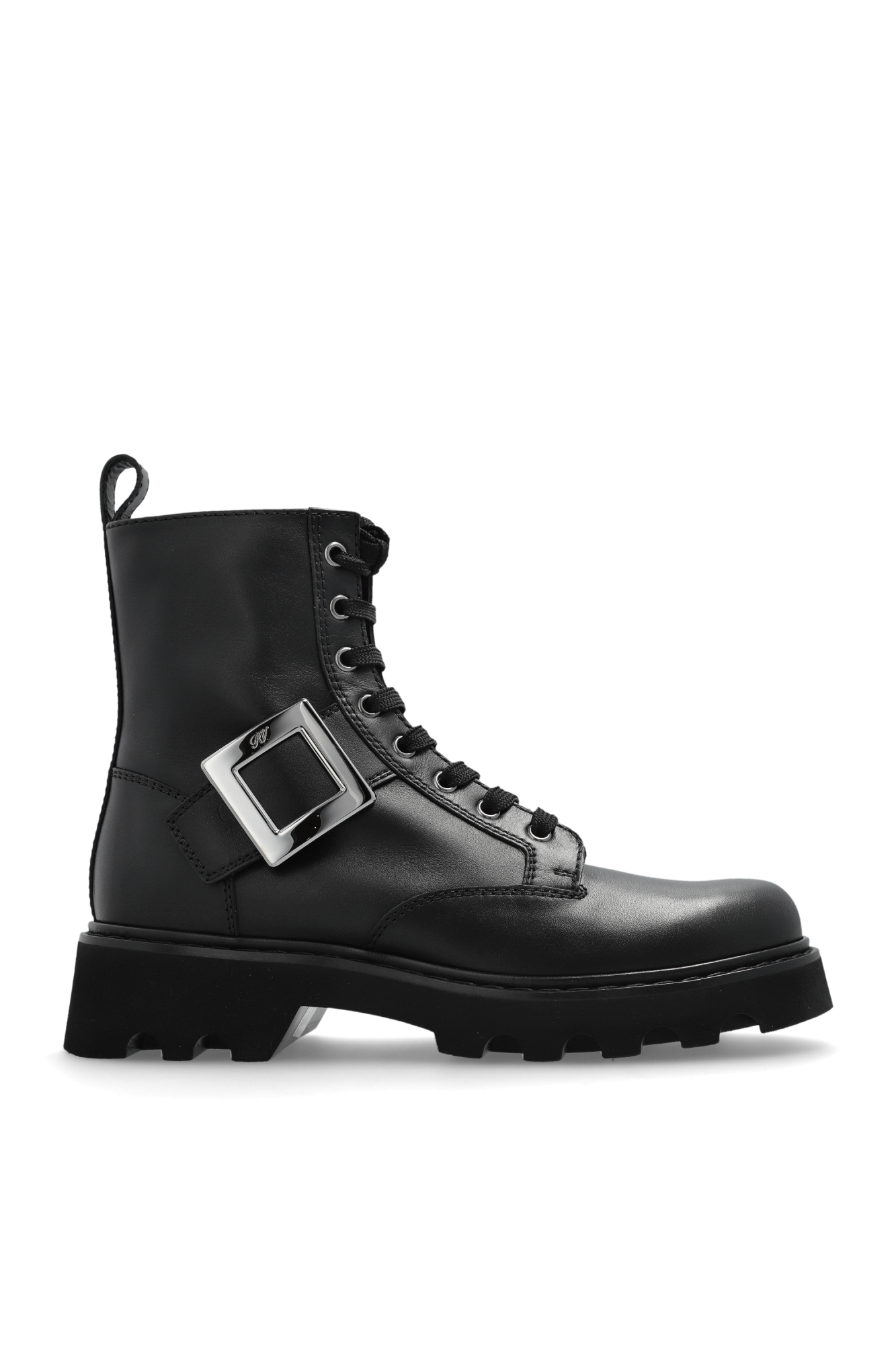 ブーツその他 ROGER VIVIER BLACK VIV RANGERS LOW BOOTS Viv' Rangers Chelsea Booties in leather Black Woman